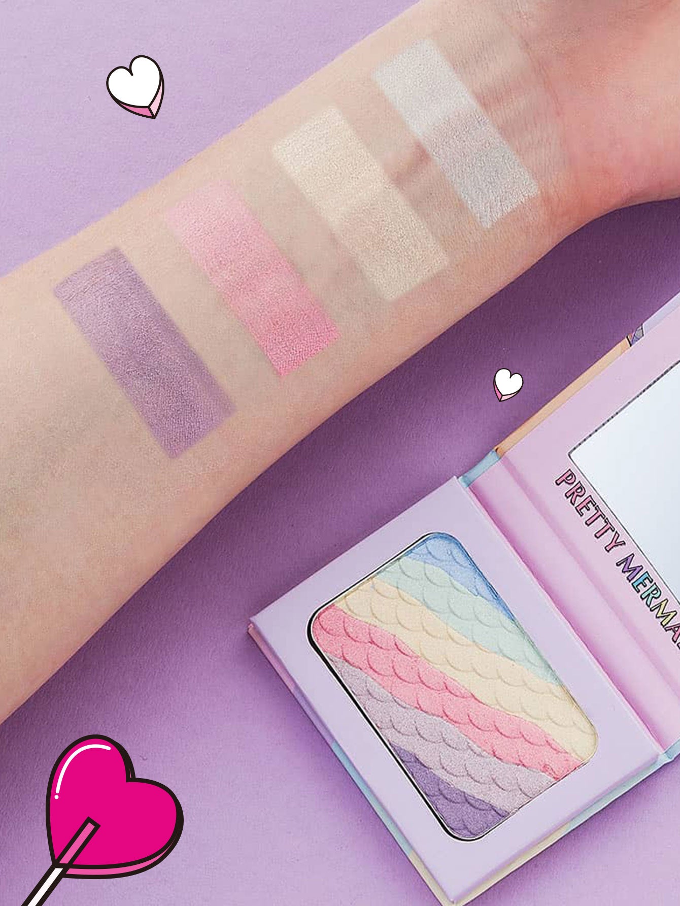 TREAT ME SWEET POWDER BLUSH & PRETTY MERMAID RAINBOW HIGHLIGHTER & BEACH PLEASE! BRONZING & CONTOURING POWDER