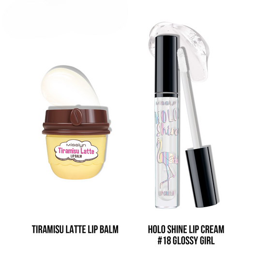 MISSLYN - HOLO SHINE LIP CREAM  & TIRAMISU LATTE LIP BALM