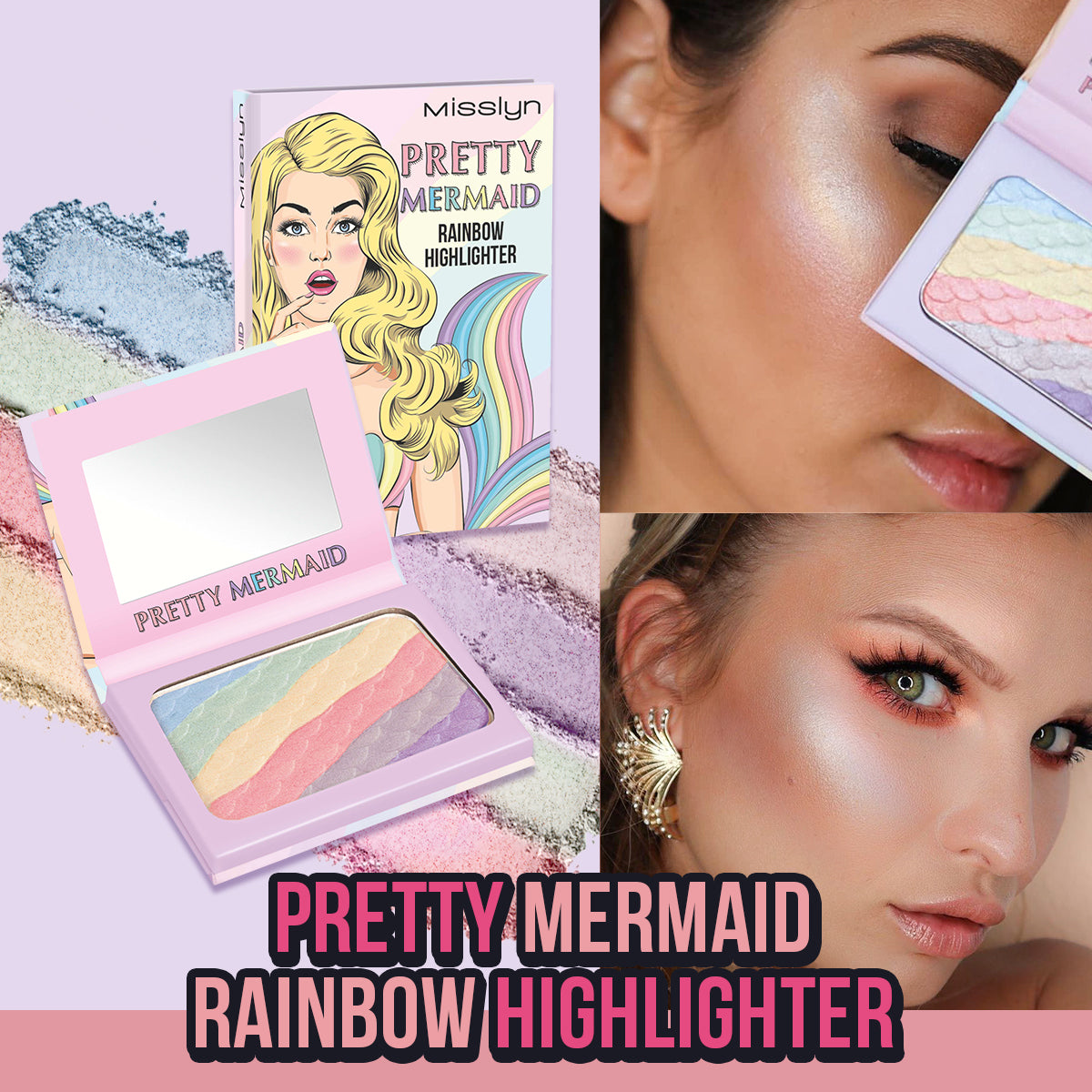 TREAT ME SWEET POWDER BLUSH & PRETTY MERMAID RAINBOW HIGHLIGHTER & BEACH PLEASE! BRONZING & CONTOURING POWDER