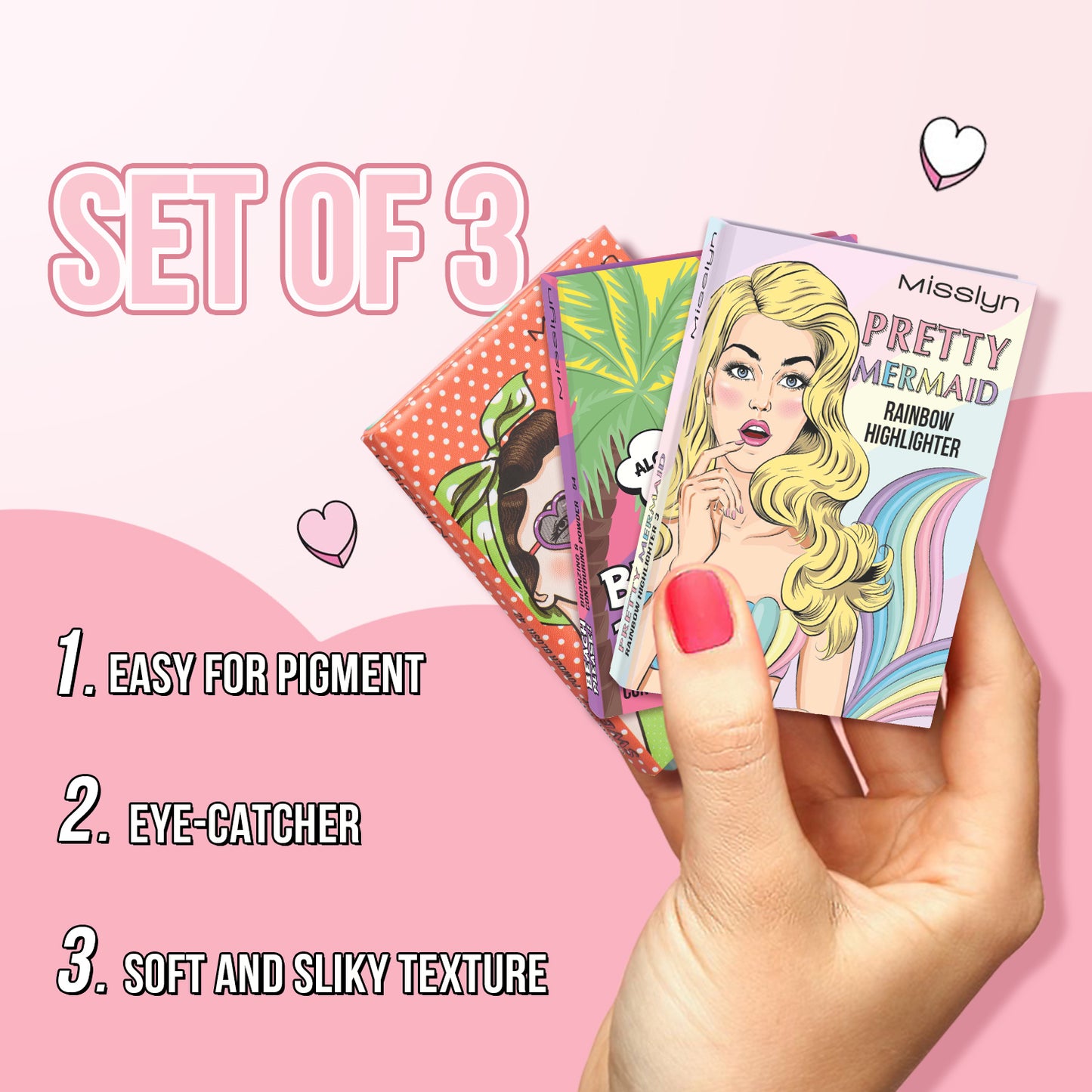 TREAT ME SWEET POWDER BLUSH & PRETTY MERMAID RAINBOW HIGHLIGHTER & BEACH PLEASE! BRONZING & CONTOURING POWDER
